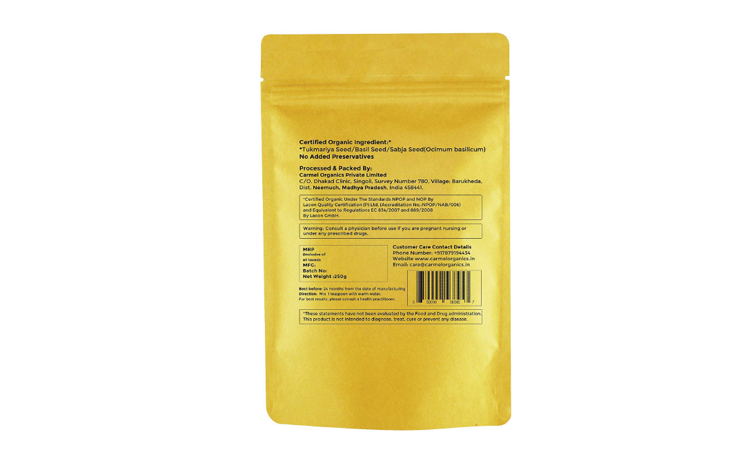 Carmel Organics Tukmariya Seed    Pack  250 grams